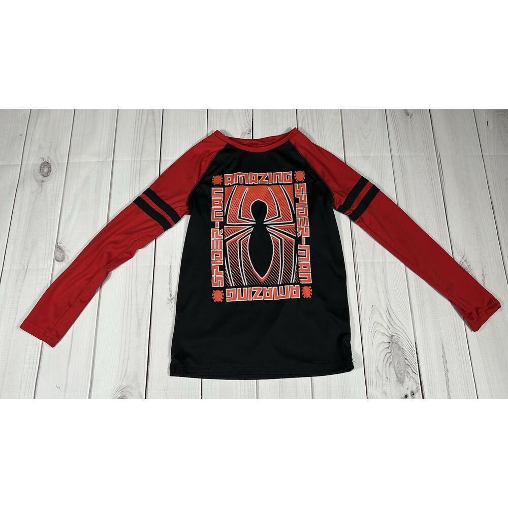 Amazing Spiderman Jumping Beans Boy's 8 Active Wear Varsity Stripes Long Sleeve